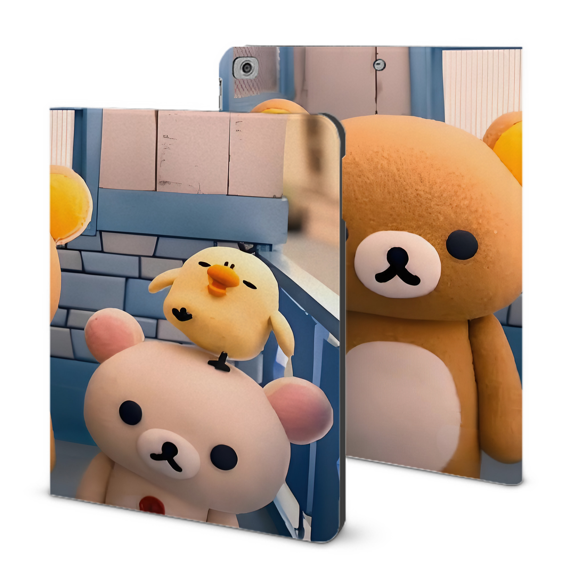 （画像用） リラックマ リラックマ キイロイトリ Rilakkuma Korilakkuma Kiiroitori IPad ケース ブック型 PUレザー TPU 耐衝撃 軽量 薄型 ペン収納なし 全面保護 IPad 各モデル対応